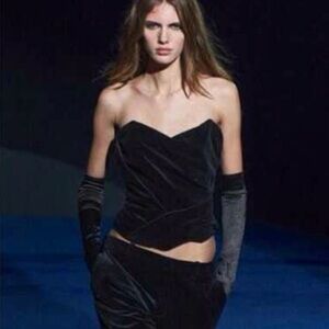 Zara Black Velvet Strapless Bustier Top!